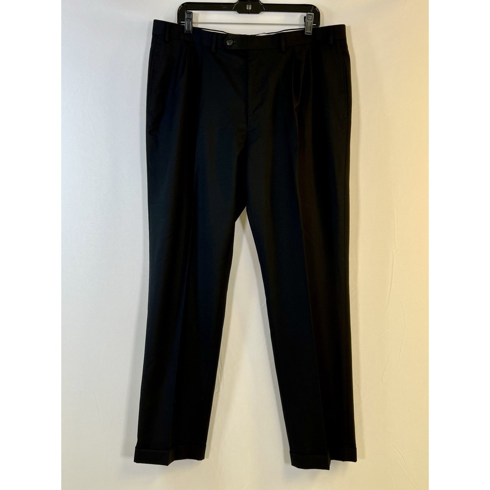 VTG Lauren  Ralph Lauren Dress Pants Mens 38x32 Black 100% Wool Pleated  Cuffed
